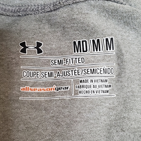Under Armour Gray Quarter Zip Semi Fitted Longsleeve Shirt Size M - Picture 10 of 10